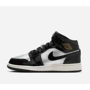 Size 6Y - Kid's Nike Air Jordan 1 Mid SE Black Silver FZ3938-001